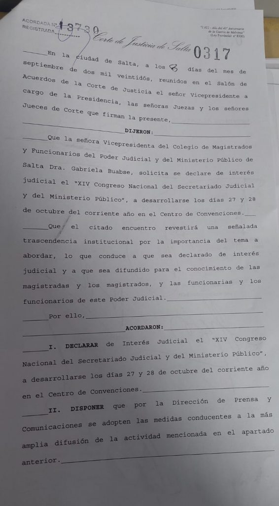 Imagen de la noticia «Declararon de interés judicial al Congreso del Secretariado»