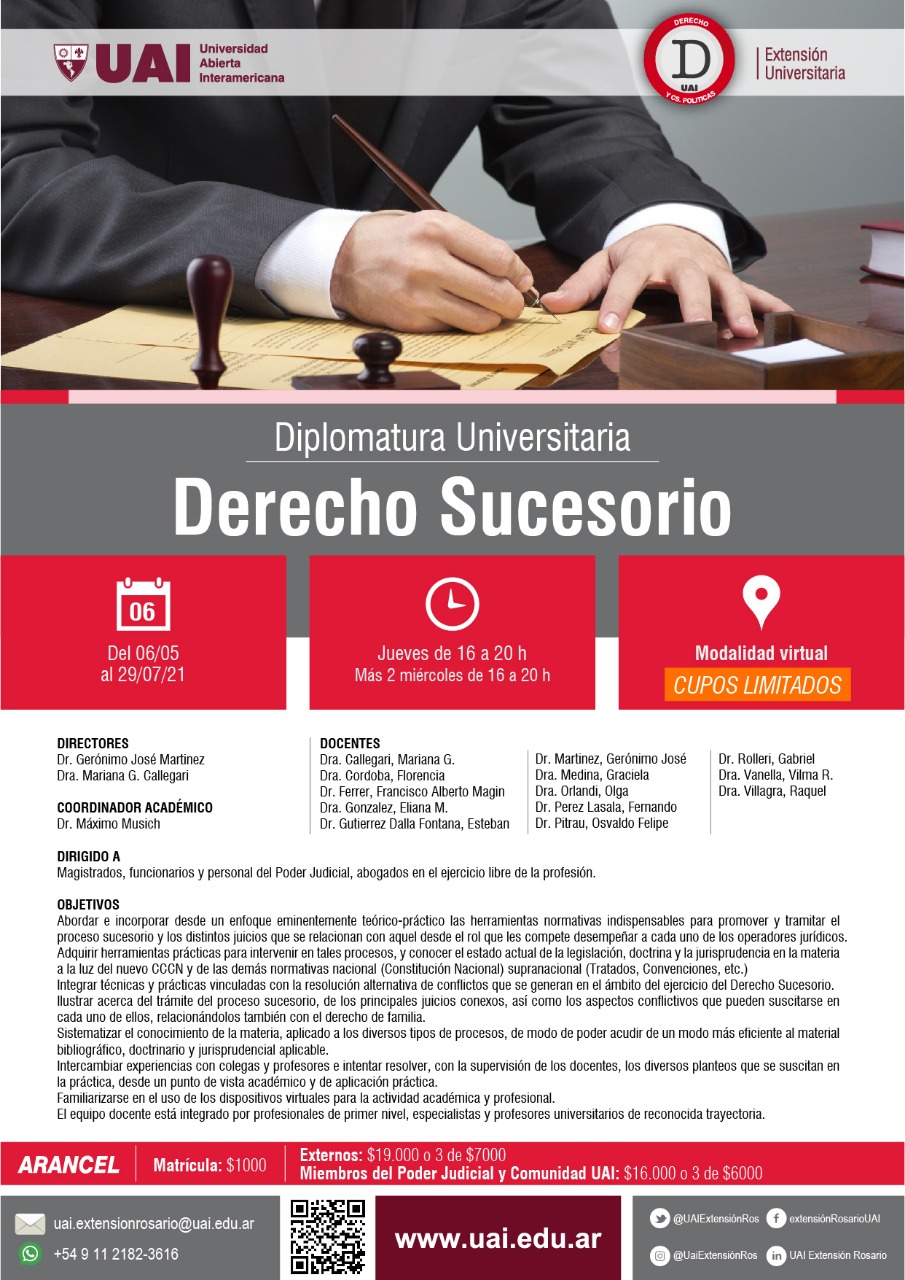 Medias becas para diplomatura de derecho sucesorio