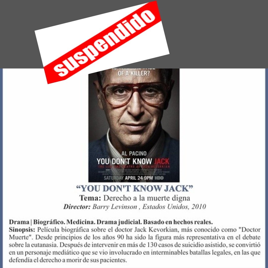 5to. ciclo de “Cine y Derechos”: Se suspende  por inconvenientes técnicos