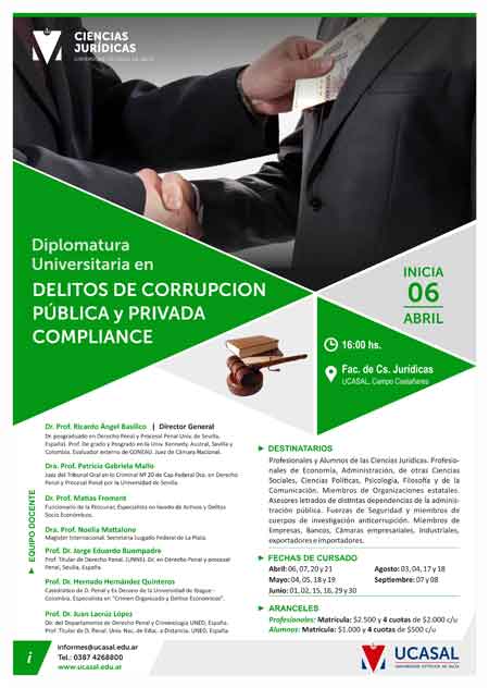 Diplomatura Universitaria “Delitos de Corrupción Pública y Privada – “Compliance”