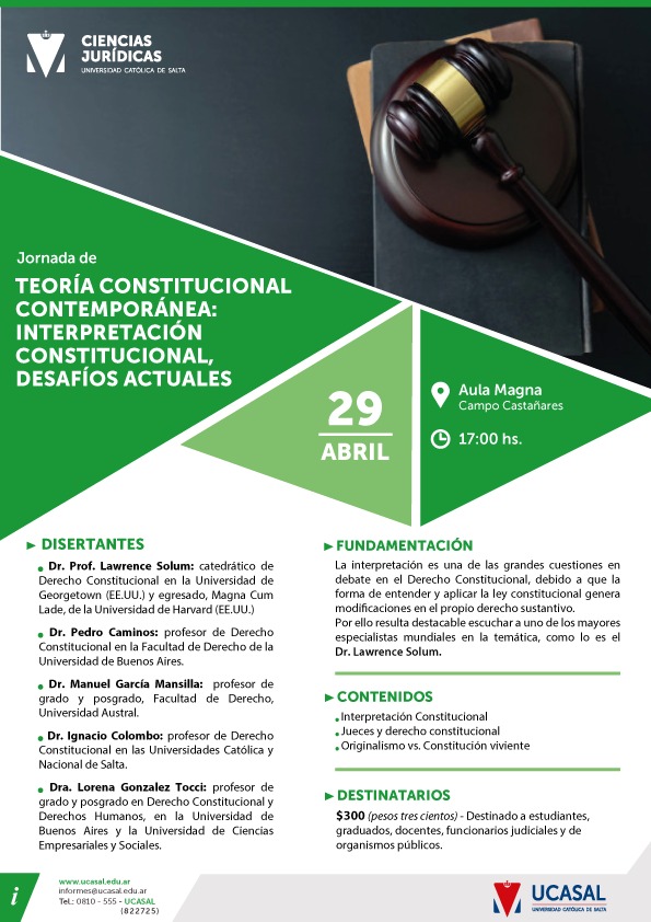 ACTIVIDAD CANCELADA POR EL PARO DEL 30/4  Jornada de TEORÍA CONSTITUCIONAL CONTEMPORÁNEA: INTERPRETACIÓN CONSTITUCIONAL DESAFÍOS ACTUALES
