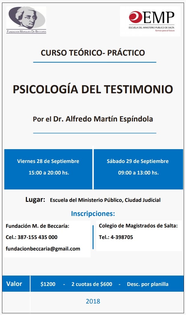 Curso teórico-práctico “PSICOLOGÍA DEL TESTIMONIO”