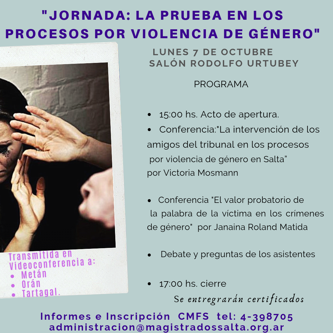 JORNADA “LA PRUEBA EN LOS PROCESOS POR VIOLENCIA DE GÉNERO”