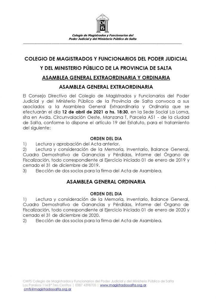 Imagen de la noticia «Asamblea General Extraordinaria y Ordinaria el 12 de abril»