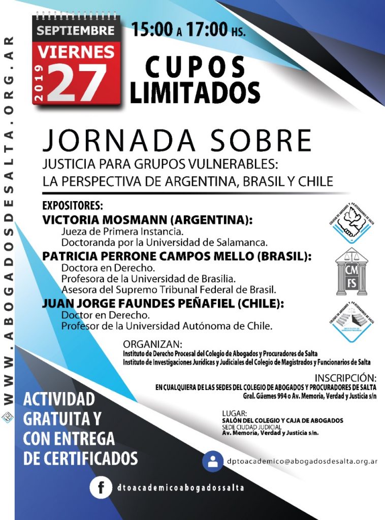 Imagen de la noticia «Jornada “Justicia para grupos vulnerables: la perspectiva de Argentina, Brasil y Chile”»